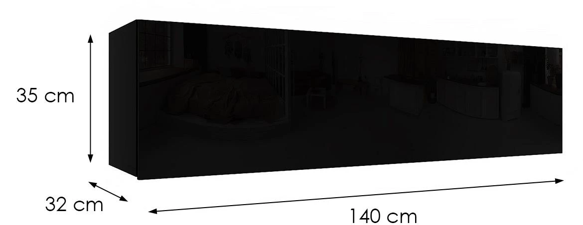 Izumi-33-BL zidni ormaric, mat/s?a?no crni