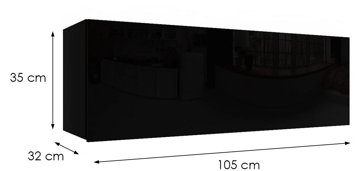 Izumi-32-BL zidni ormaric, mat/s?a?no crni