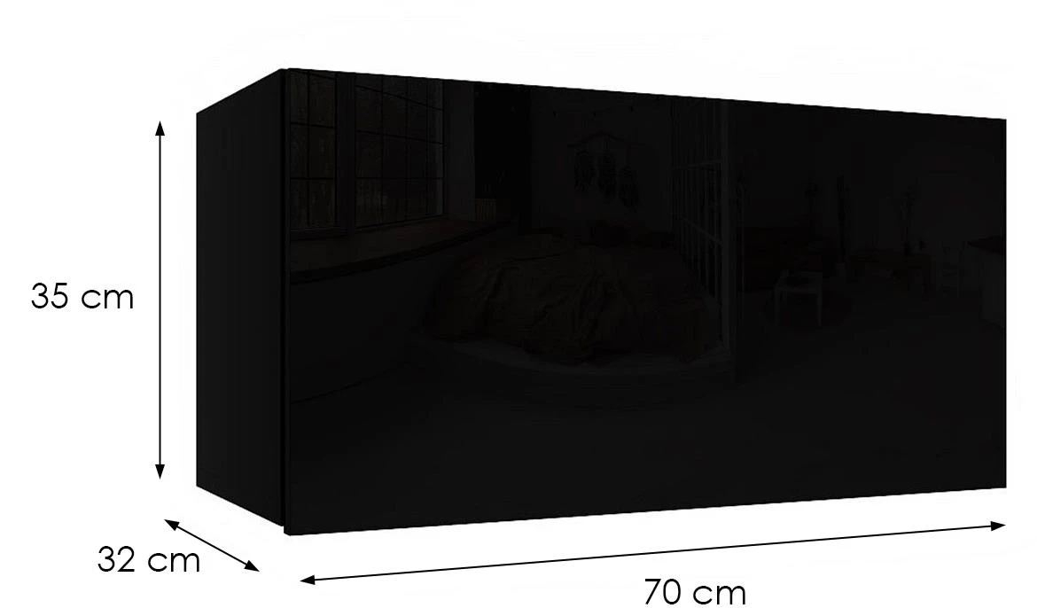 Izumi-31-BL zidni ormaric, mat/s?a?no crni