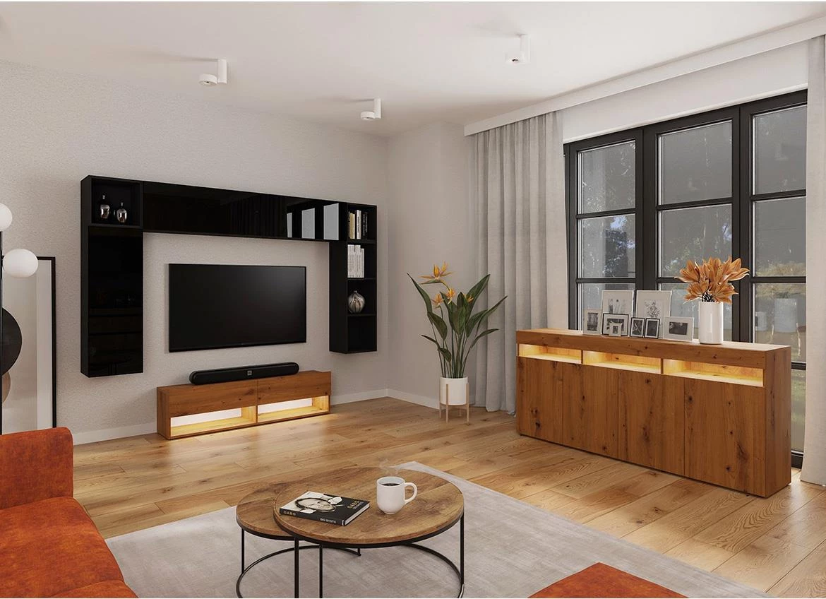 Izumi-22-BL zidni ormaric, mat/s?a?no crni