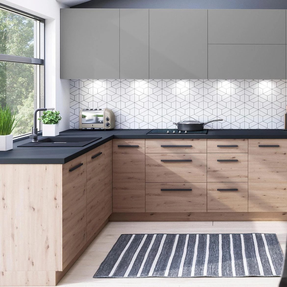 Langen D60S1 kuhinjski element, bež rucka