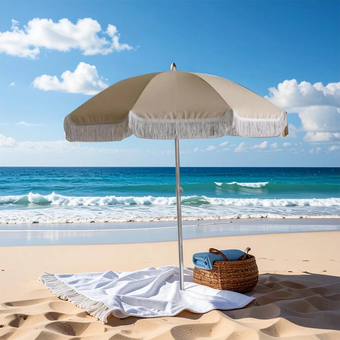 Suncobran za plažu bež 180 cm 8031506