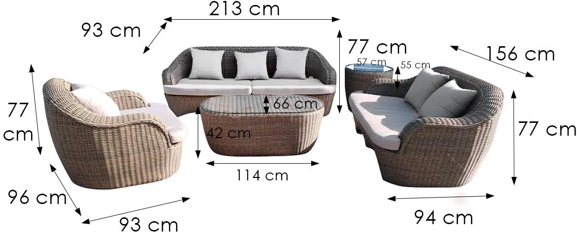 Rhodes set od tehnoratana, sivi 8061338