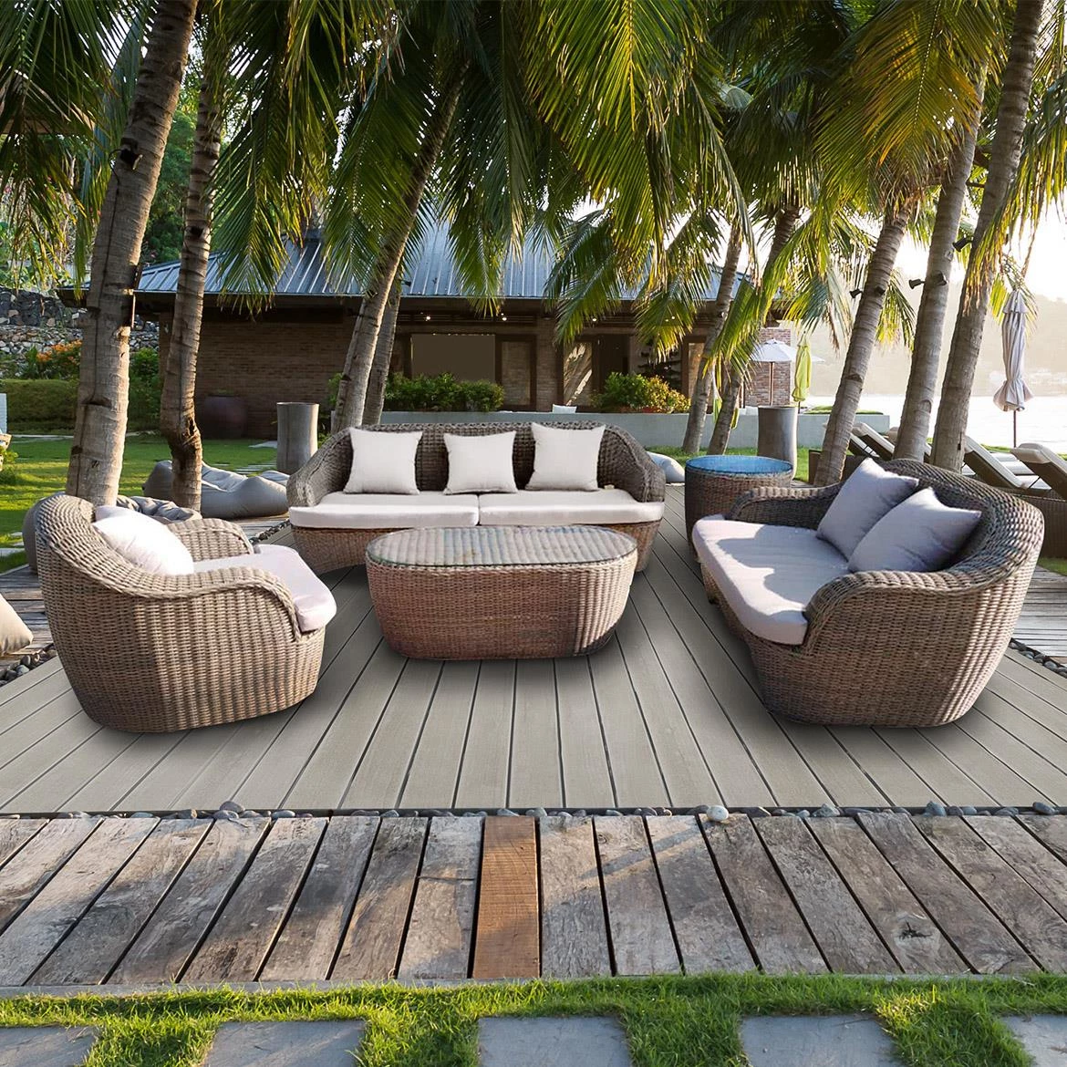 Rhodes set od tehnoratana, sivi 8061338