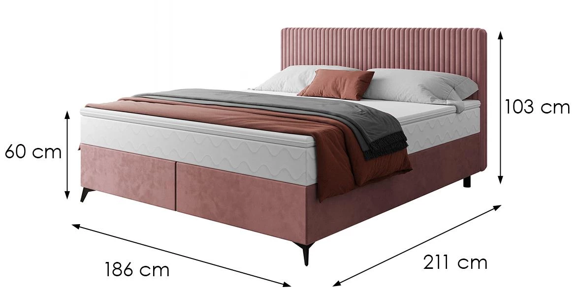 Manila 29/Tilia 62 krevet sa prostorom za odlaganje 186x211x103 cm ružicasta