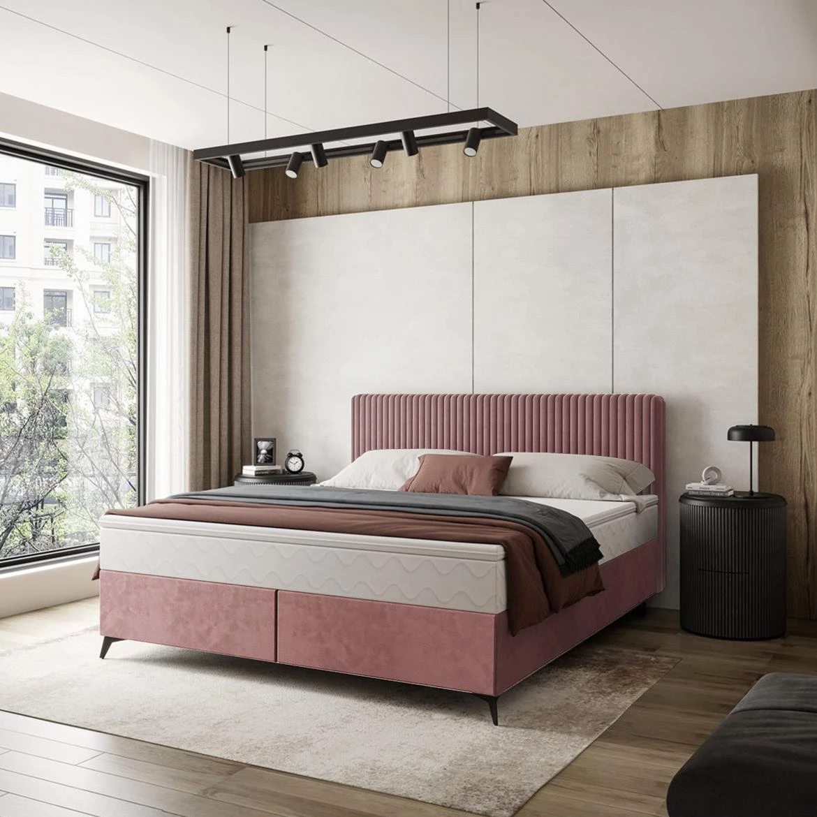 Manila 29/Tilia 62 krevet sa prostorom za odlaganje 186x211x103 cm ružicasta