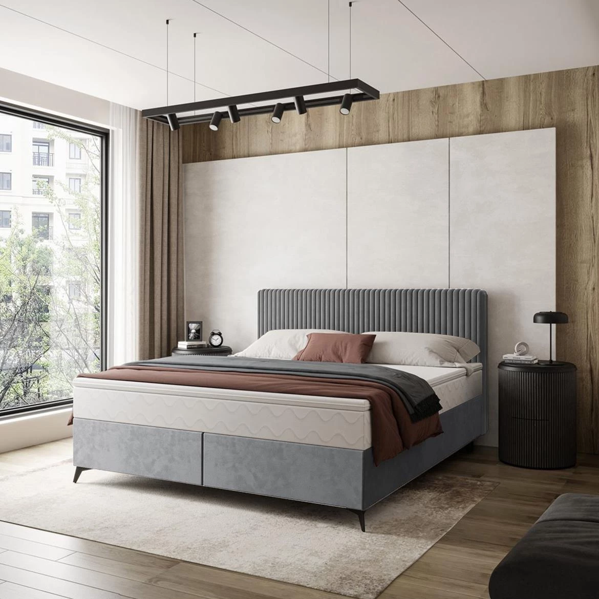 Manila 16/Tilia 90 krevet sa prostorom za odlaganje 186x211x103 cm siva