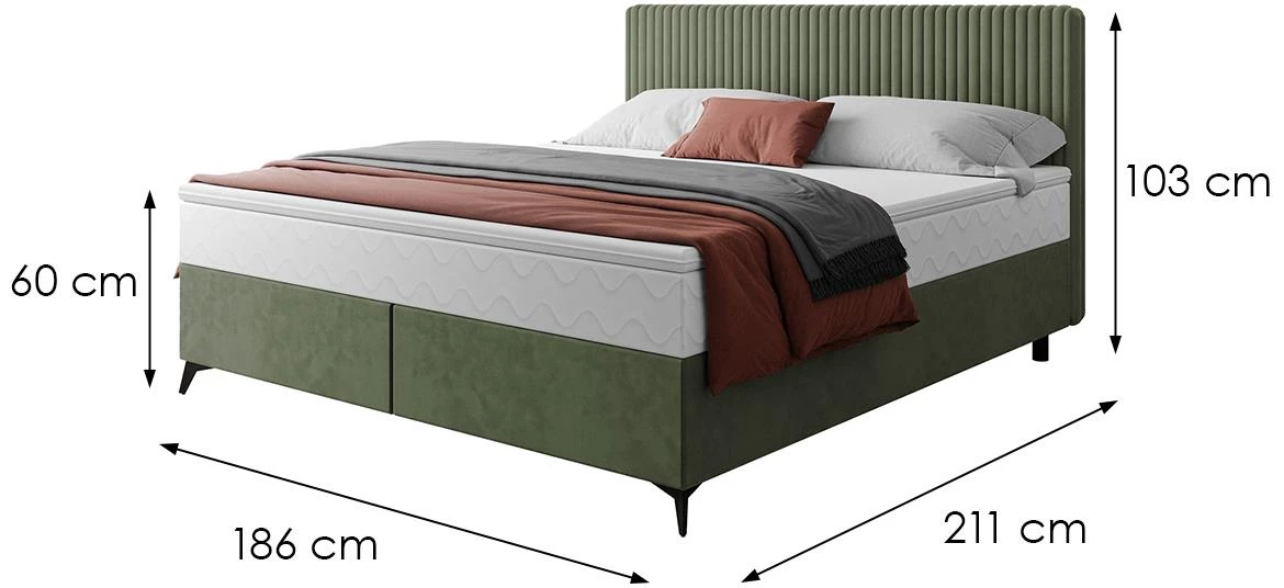 Manila 34/Tilia 37 krevet sa prostorom za odlaganje 186x211x103 cm zelena