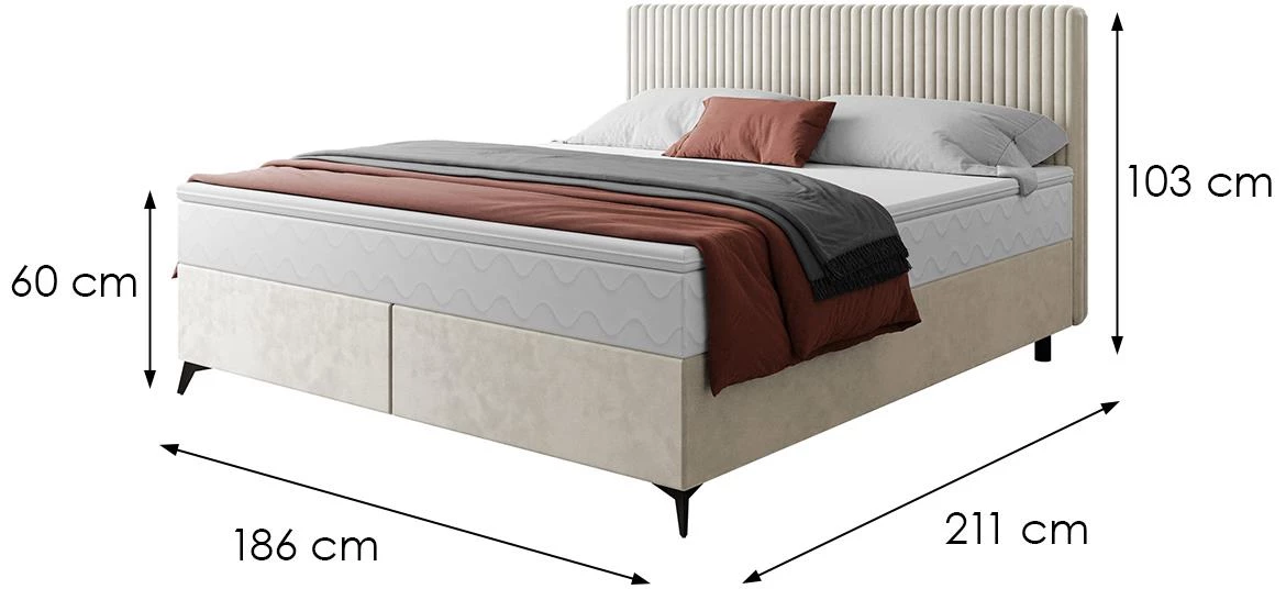 Manila 01/Tilia 03 krevet sa prostorom za odlaganje 186x211x103 cm krem