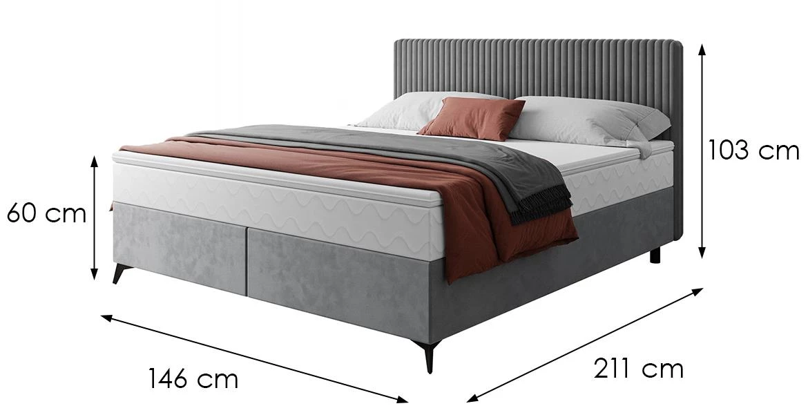 Manila 16/Tilia 90 krevet sa prostorom za odlaganje 146x211x103 cm siva