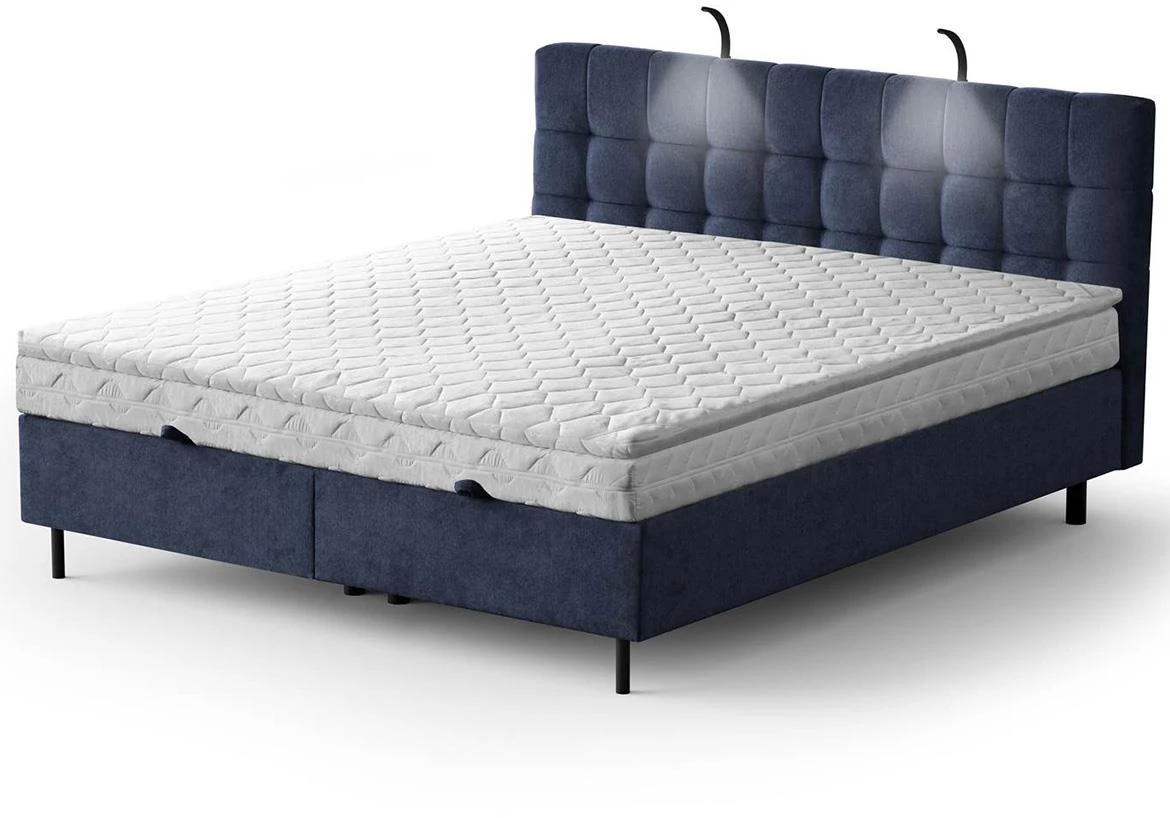 Aston 26 krevet sa prostorom za odlaganje i rasvetom 186x211x137 cm plava