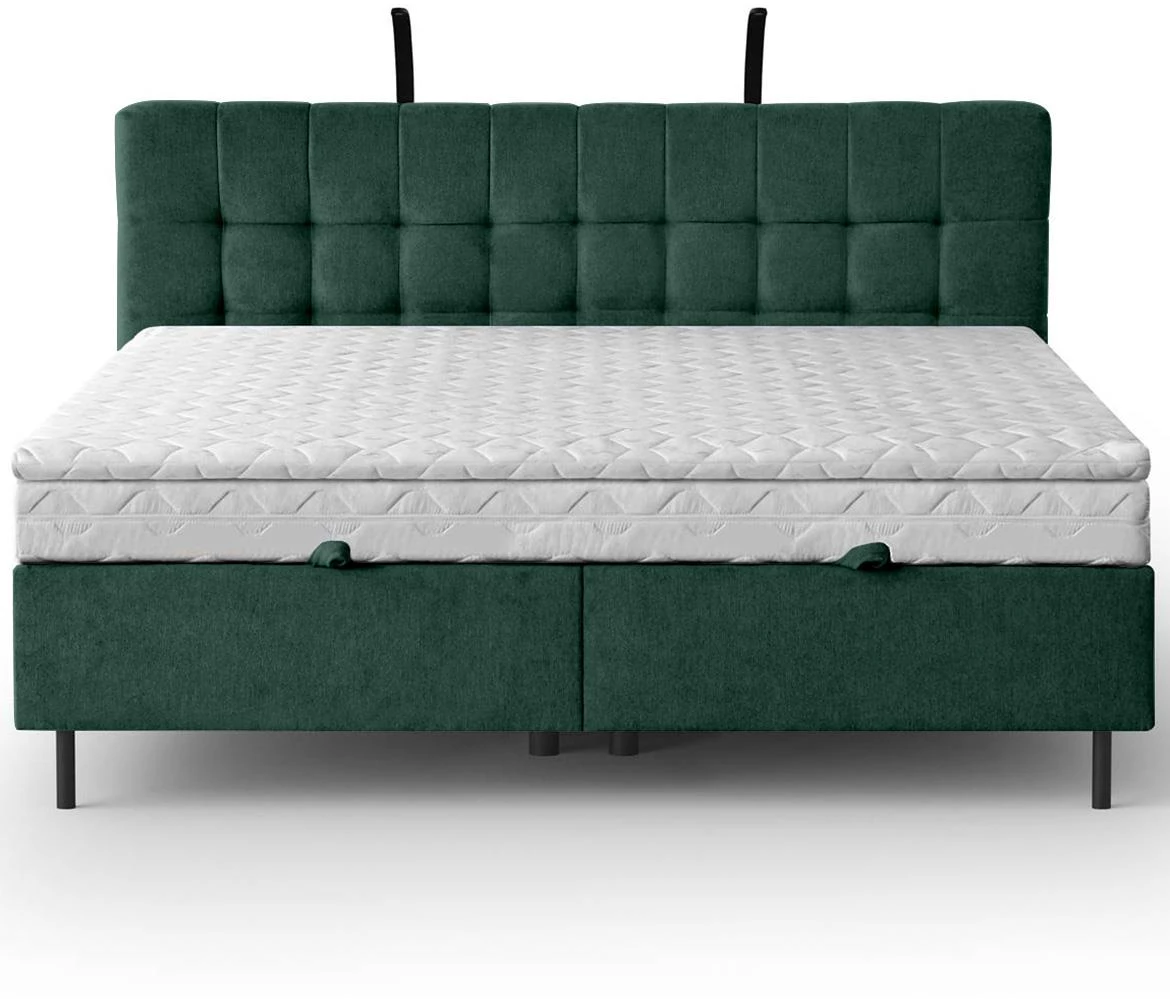 Aston 27 krevet sa prostorom za odlaganje i rasvetom 186x211x137 cm zelena