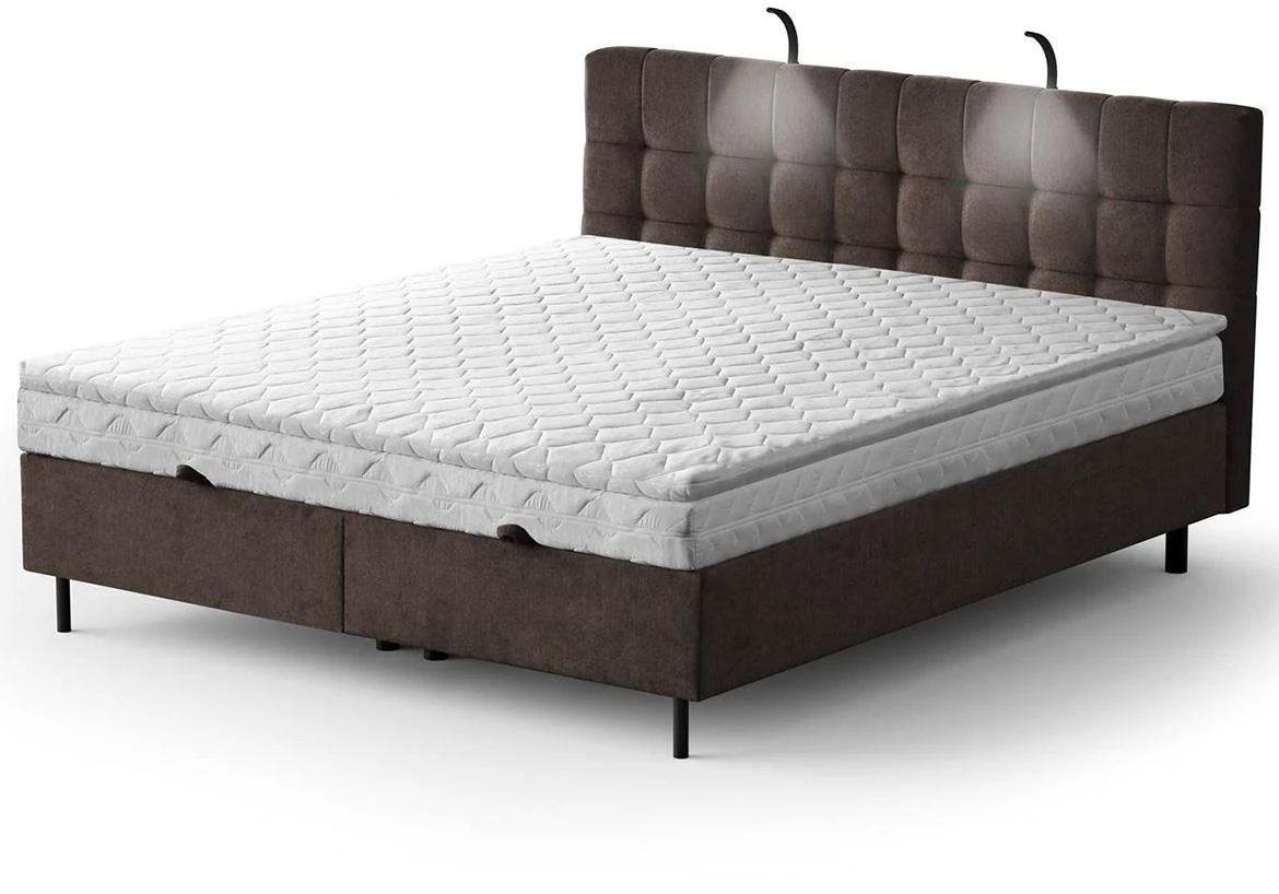 Aston 04 krevet sa prostorom za odlaganje i rasvetom 186x211x137 cm braon