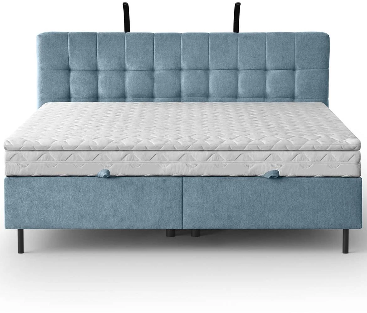 Aston 12 krevet sa prostorom za odlaganje i rasvetom 186x211x137 cm plava
