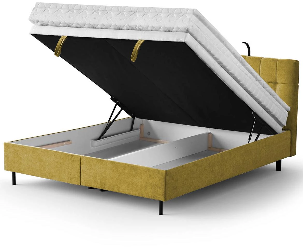 Aston 08 krevet sa prostorom za odlaganje i rasvetom 166x211x137 cm žuta