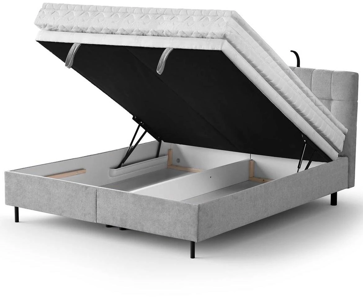 Aston 15 krevet sa prostorom za odlaganje i rasvetom 166x211x137 cm siva
