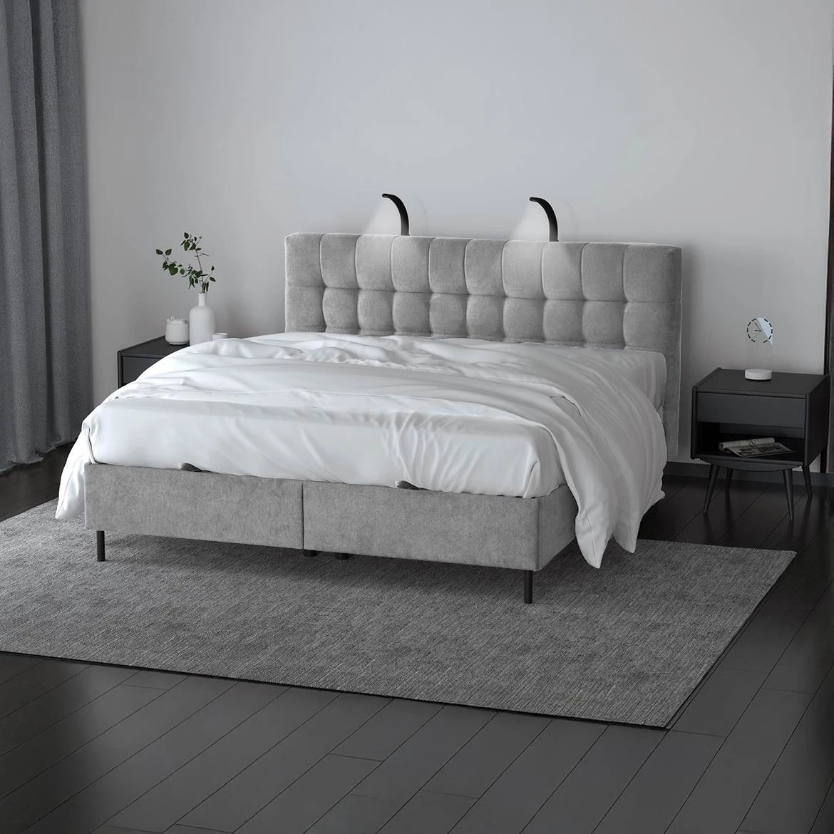 Aston 15 krevet sa prostorom za odlaganje i rasvetom 166x211x137 cm siva