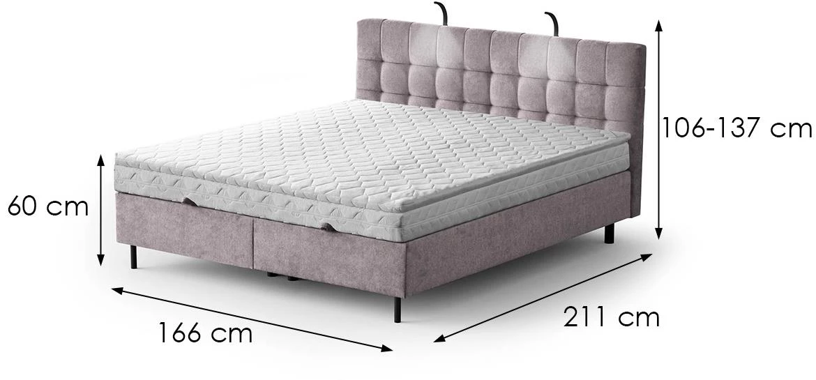 Aston 19 krevet sa prostorom za odlaganje i rasvetom 166x211x137 cm ružicasta