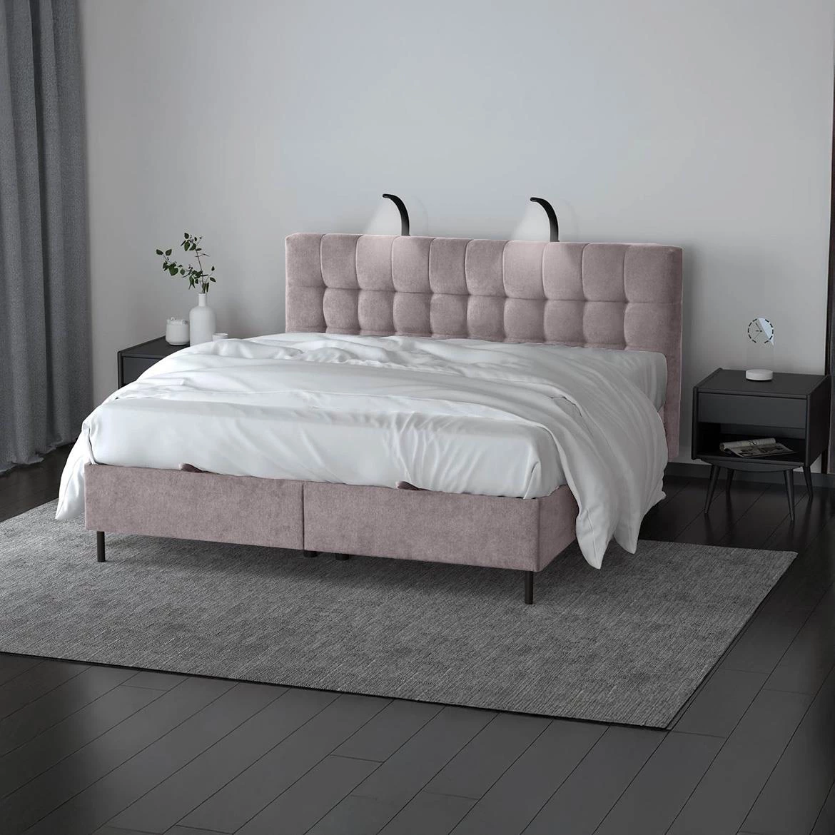 Aston 19 krevet sa prostorom za odlaganje i rasvetom 166x211x137 cm ružicasta