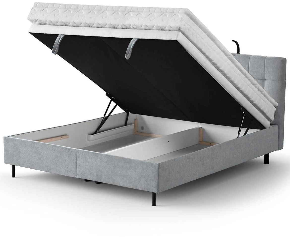 Aston 16 krevet sa prostorom za odlaganje i rasvetom 166x211x137 cm siva