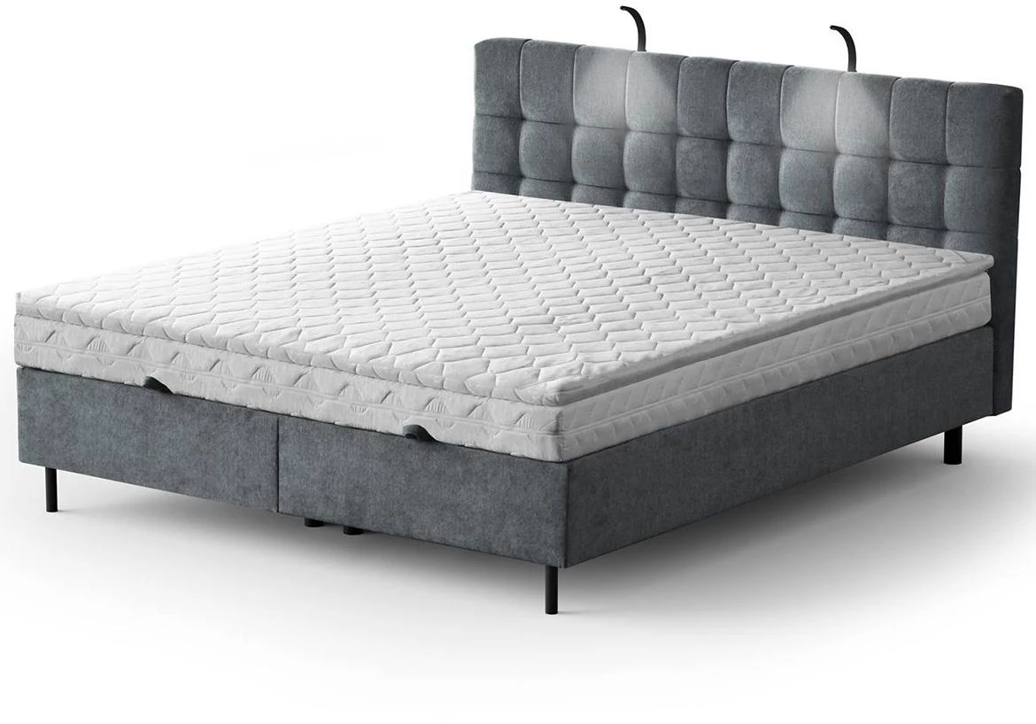 Aston 13 krevet sa prostorom za odlaganje i rasvetom 166x211x137 cm siva