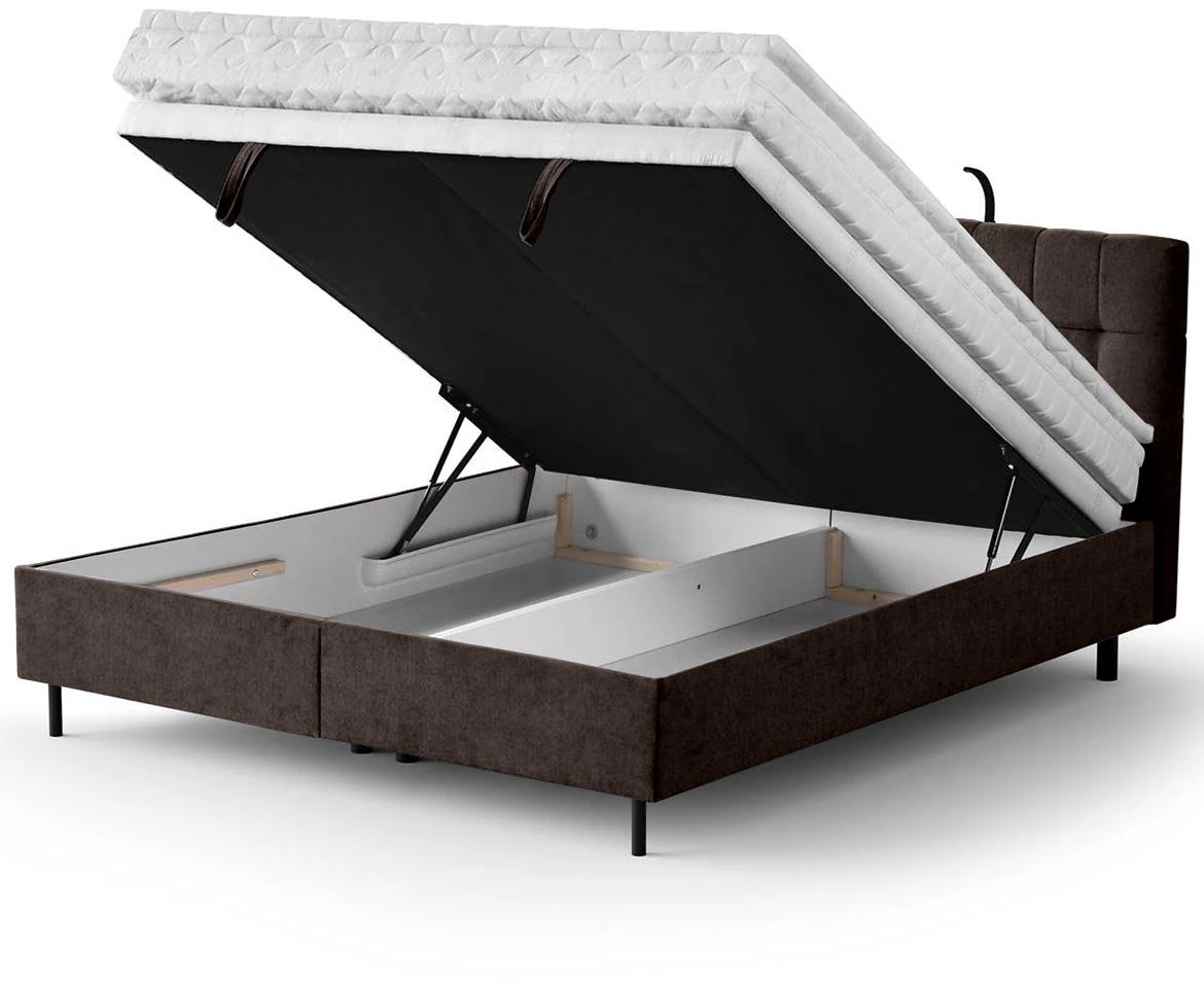 Aston 04 krevet sa prostorom za odlaganje i rasvetom 166x211x137 cm braon
