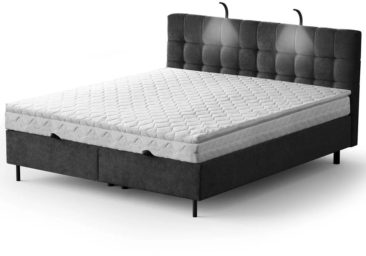 Aston 18 krevet sa prostorom za odlaganje i rasvetom 166x211x137 cm crna