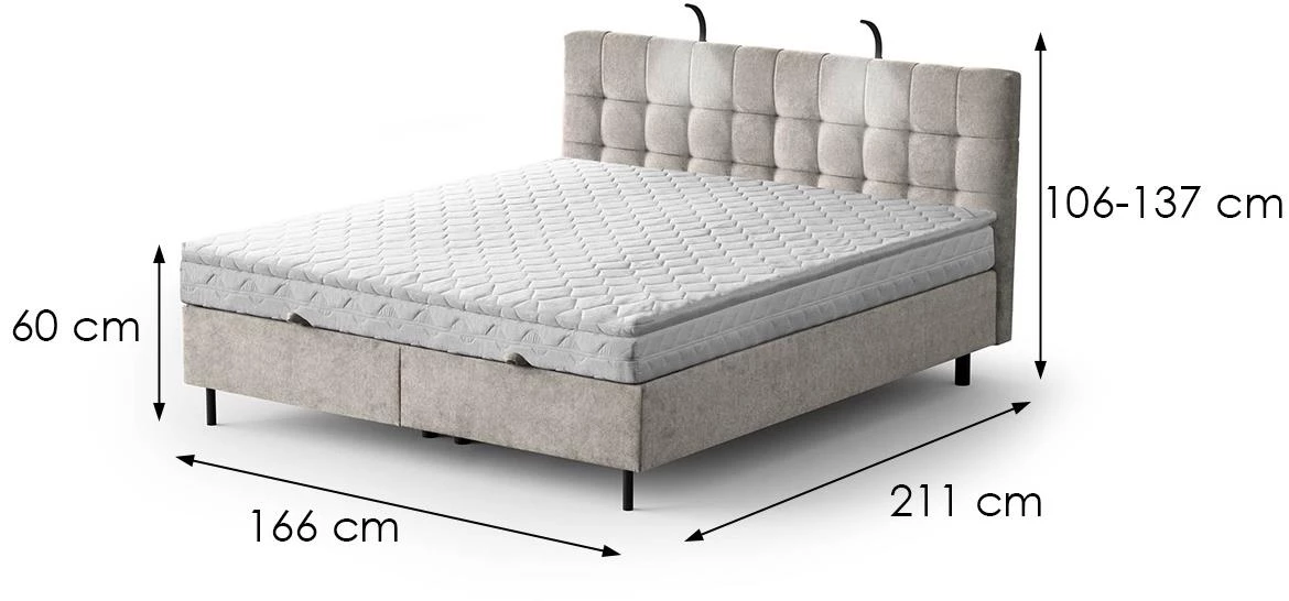 Aston 02 krevet sa prostorom za odlaganje i rasvetom 166x211x137 cm bež