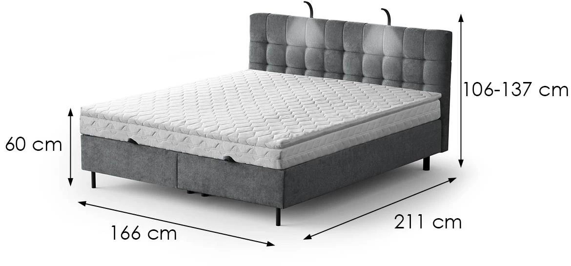 Aston 17 krevet sa prostorom za odlaganje i rasvetom 166x211x137 cm antracit
