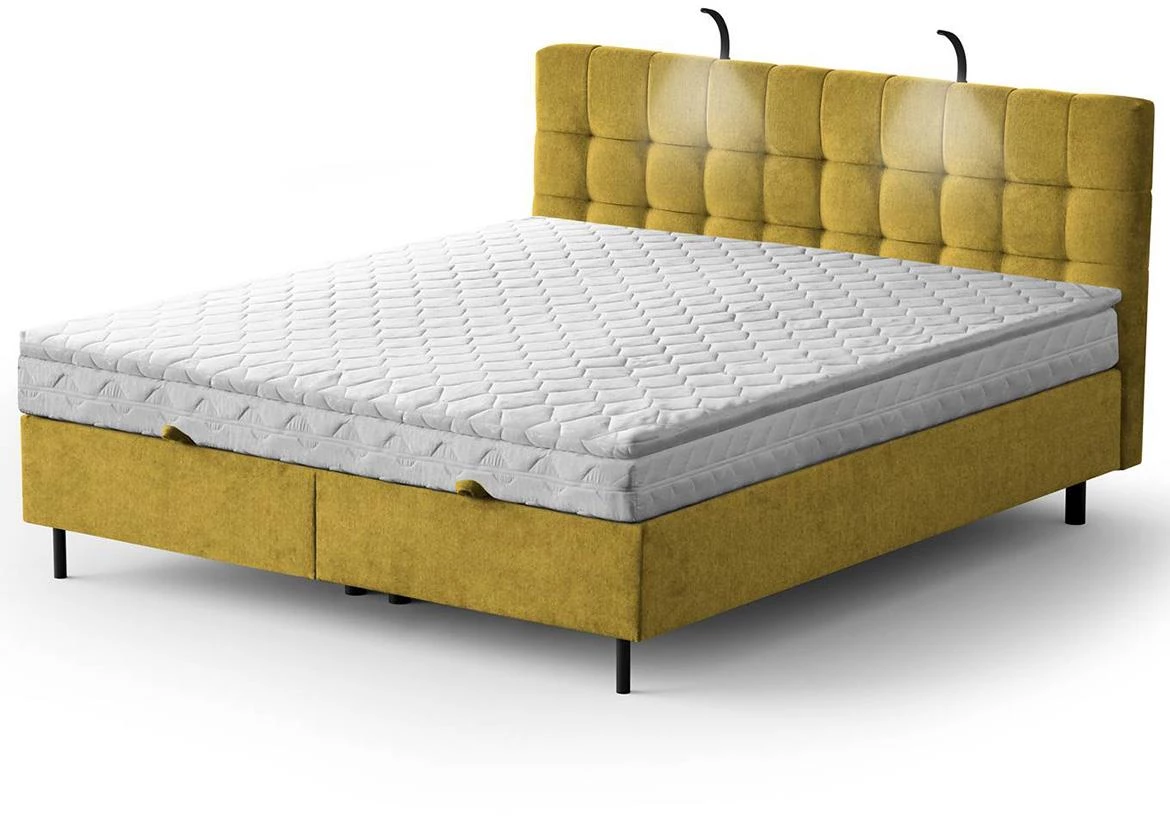Aston 08 krevet sa prostorom za odlaganje i rasvetom 146x211x137 cm žuta