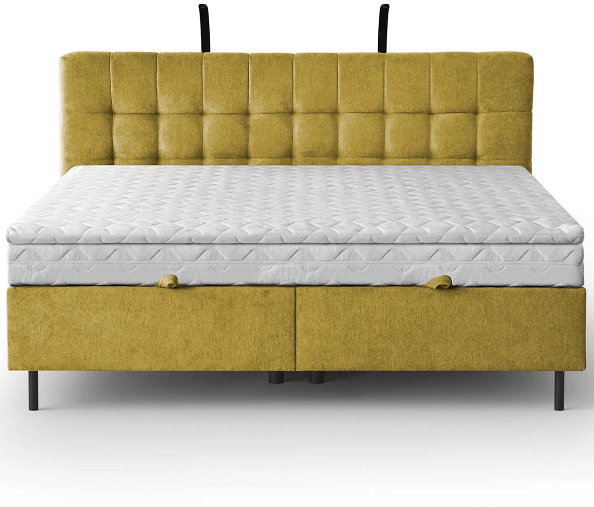 Aston 08 krevet sa prostorom za odlaganje i rasvetom 146x211x137 cm žuta