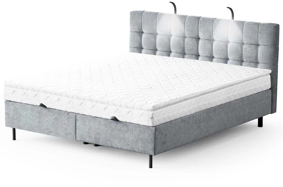Aston 16 krevet sa prostorom za odlaganje i rasvetom 146x211x137 cm siva