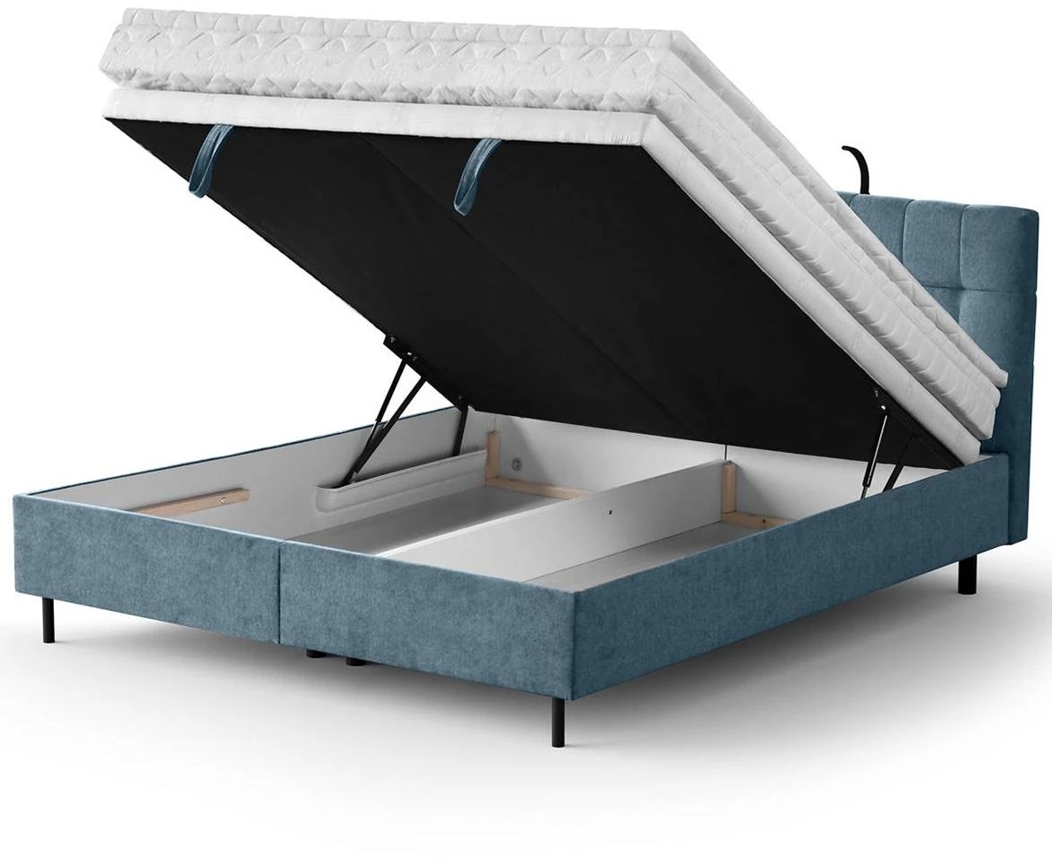 Aston 12 krevet sa prostorom za odlaganje i rasvetom 146x211x137 cm plava