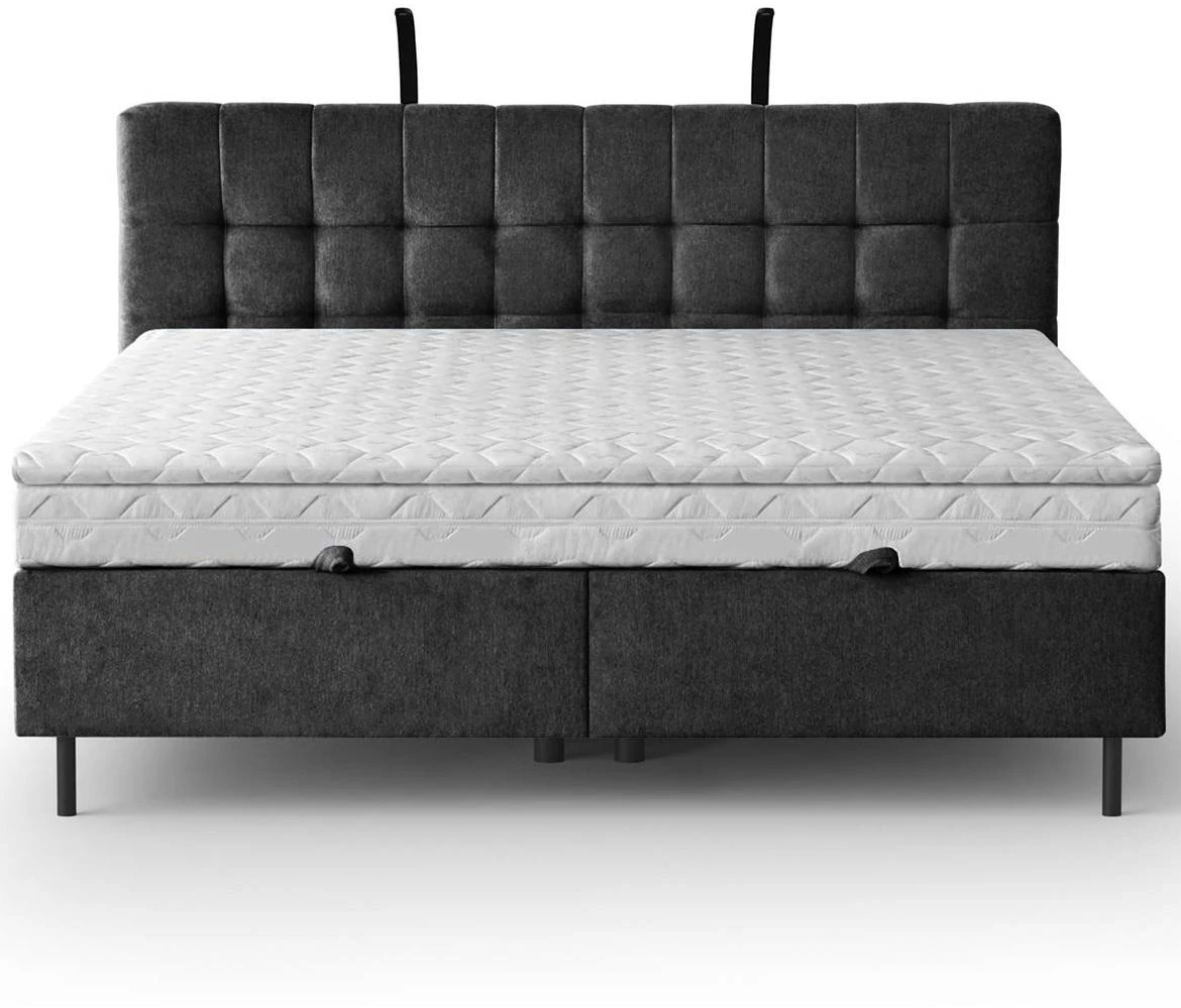 Aston 18 krevet sa prostorom za odlaganje i rasvetom 146x211x137 cm crna