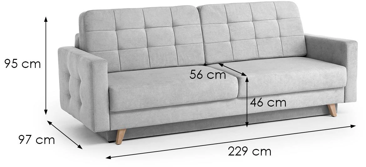 Vegas Velo 632 trosed  229x97x95 cm siva univerzalna