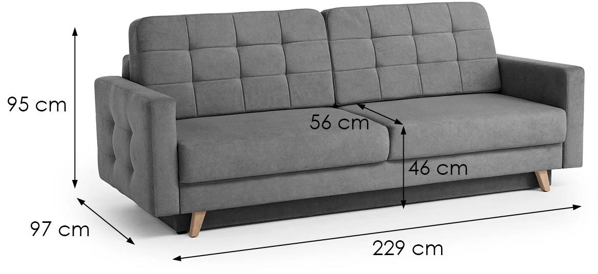 Vegas Velo 634 trosed 229x97x95 cm siva univerzalna