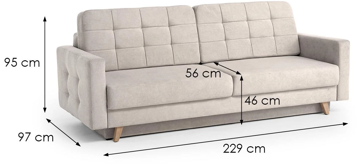 Vegas Velo 622 trosed 229x97x95 cm krem univerzalna