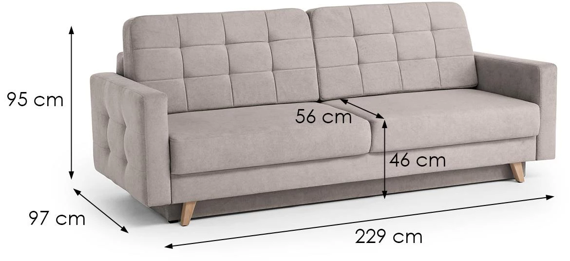 Vegas Velo 624 trosed 229x97x95 cm bež univerzalna