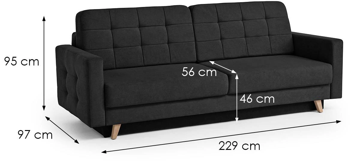 Vegas Velo 637 trosed 229x97x95 cm crna univerzalna