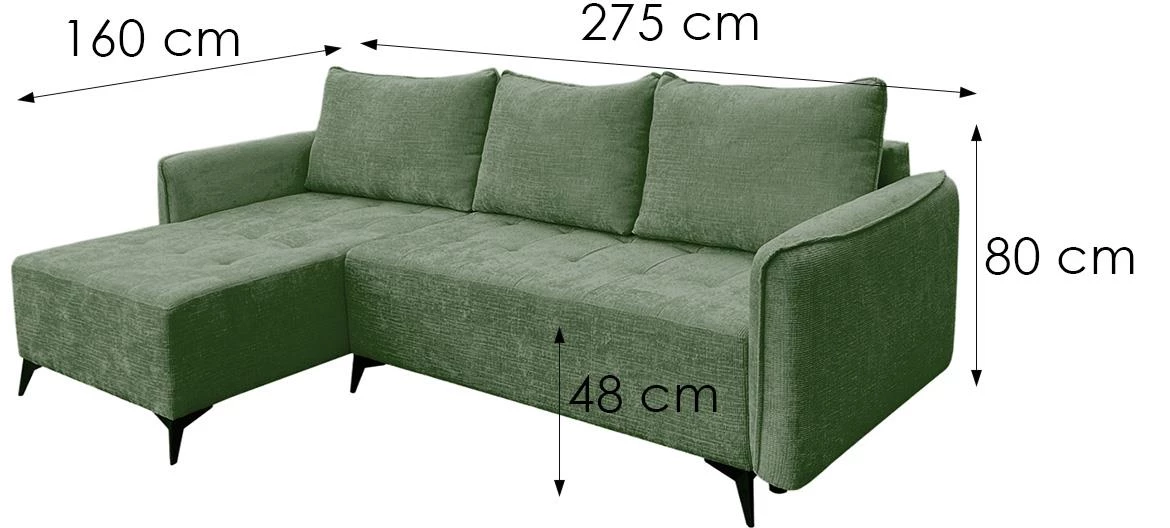 Fargo Astra 11 ugaona garnitura 275x160x80 cm zelena univerzalna