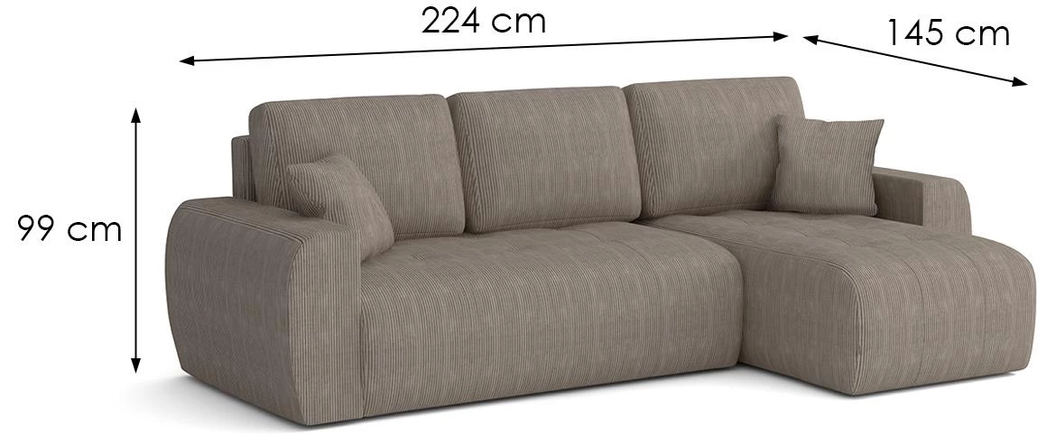 Ivo Ontario 3 ugaona garnitura  224x145x99 cm bež univerzalna