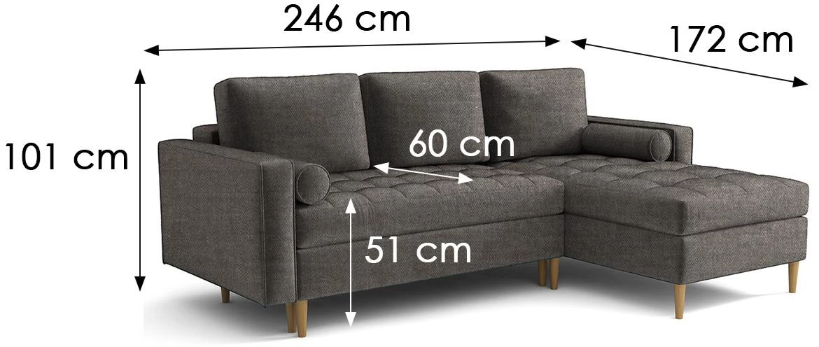 Monza Viva 5 ugaona garnitura na razvlacenje 246x172x101 cm braon desna