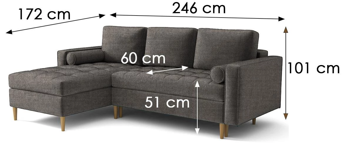 Monza Viva 5 ugaona garnitura na razvlacenje 246x172x101 cm braon leva