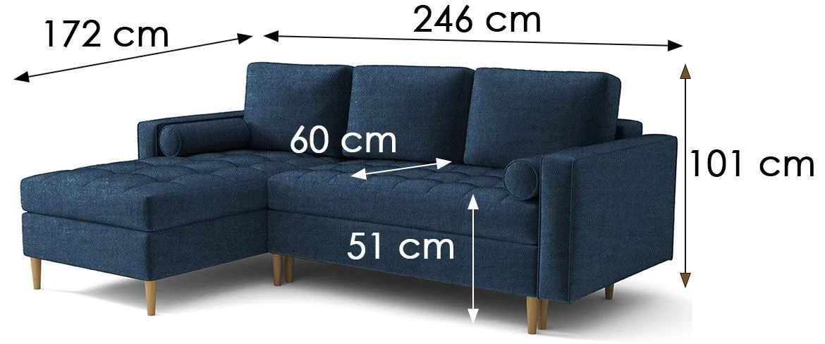 Monza Viva 77 ugaona garnitura na razvlacenje 246x172x101 cm plava leva