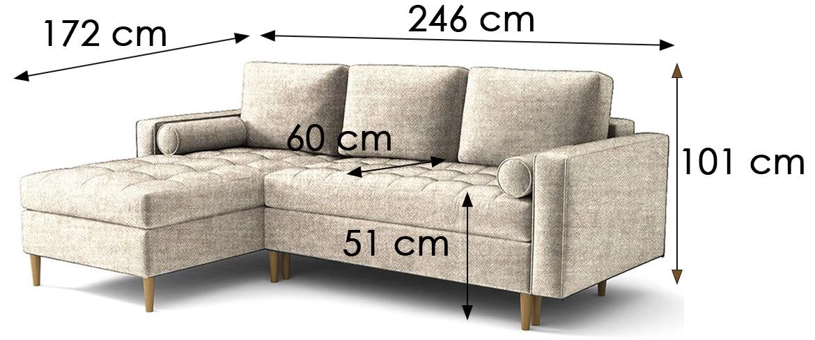 Monza Viva 2 ugaona garnitura na razvlacenje 246x172x101 cm bež leva