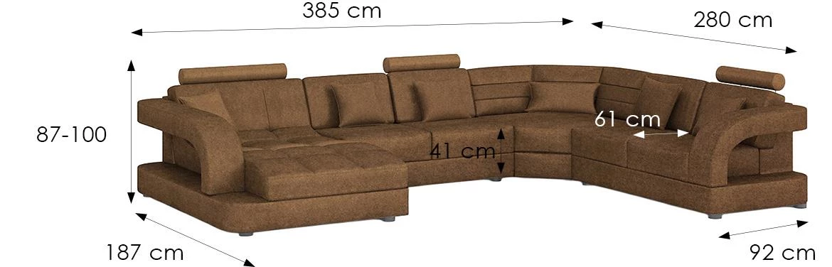 Douglas C L Morena 7 ugaona garnitura 385x280x100 cm braon desna