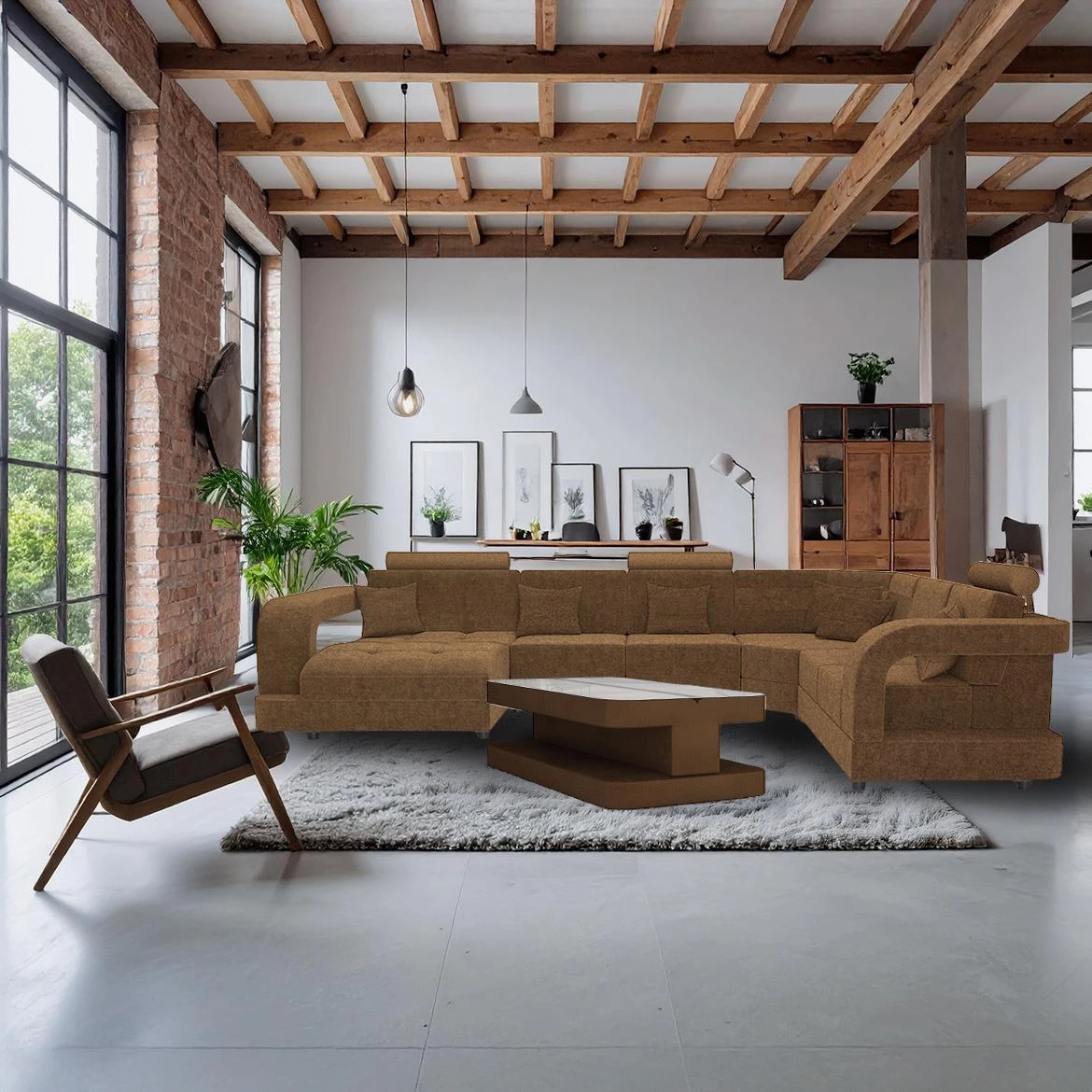 Douglas C L Morena 7 ugaona garnitura 385x280x100 cm braon desna