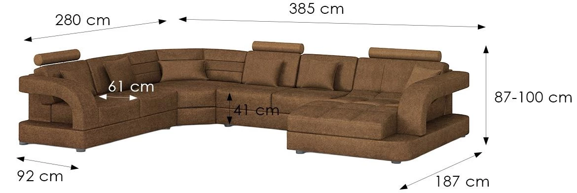 Douglas C P Morena 7 ugaona garnitura 385x280x100 cm braon leva