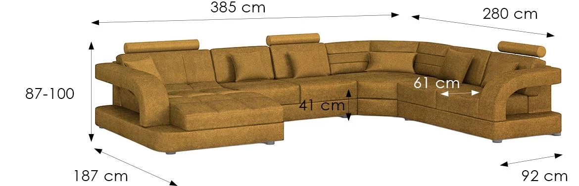 Douglas C L Morena 8 ugaona garnitura 385x280x100 cm žuta desna