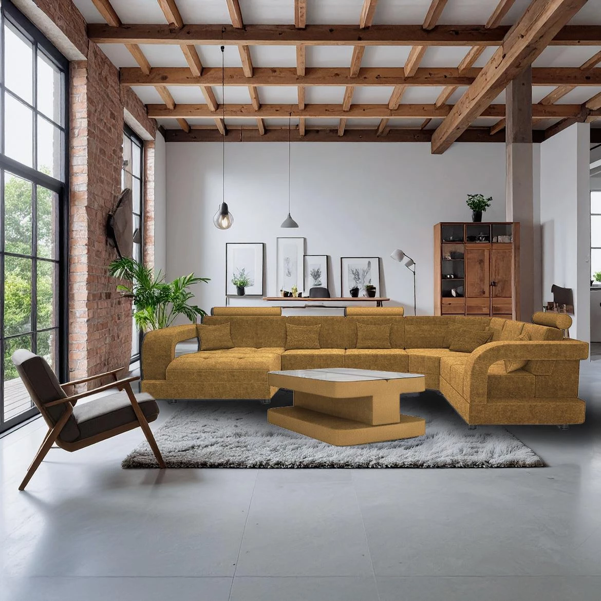 Douglas C L Morena 8 ugaona garnitura 385x280x100 cm žuta desna